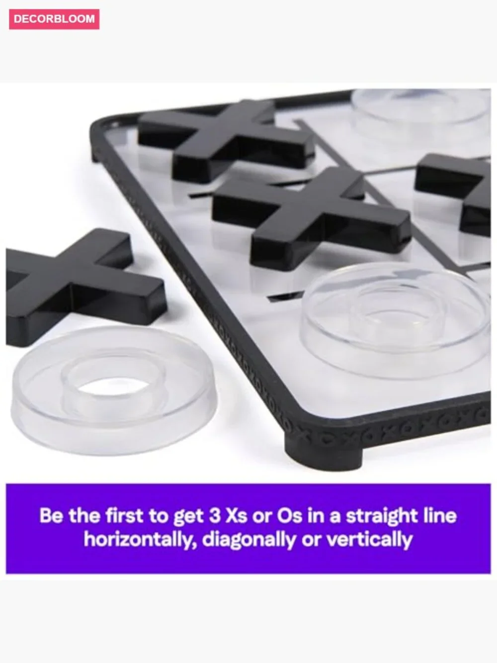 Classic Tic Tac Toe Board Game, Modern Coffee Table Décor, 2 Players - Picture 4 of 7